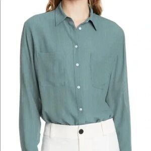 CLUB MONACO | crepe Claudia button up in teal | S